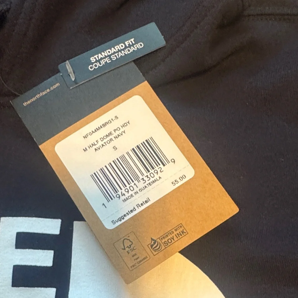 The North Face Men's Navy Crewneck Hoodie with White Logo